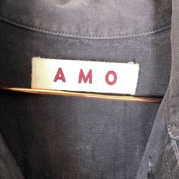 AMO Charcoal Ruffled Brushed-Twill Jacket P493 - Picture 5 of 8